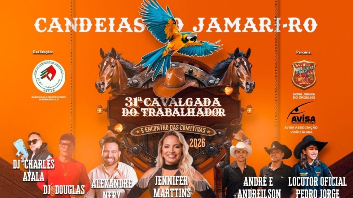 31ª Cavalgada do Trabalhador promete movimentar Candeias do Jamari nos dias 23 e 24 de maio de 2026